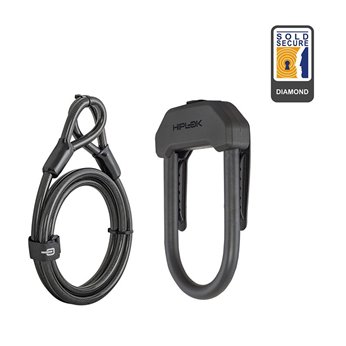 CANDADO U HIPLOK DX PLUS 15x8.5cm CABLE 200cm NEGR