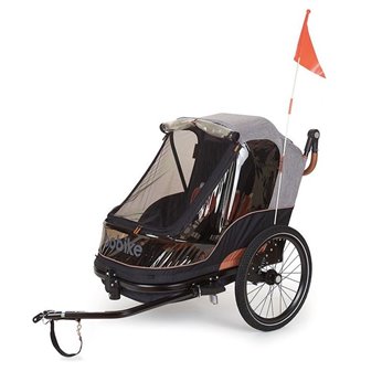 REMOLQUE NIÑO BOBIKE 2 EN 1 BIPLAZA GRIS