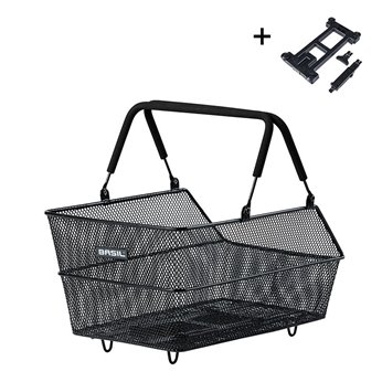 CESTA TRASERA BASIL CENTO CON PLACA MIK ACERO NEGR